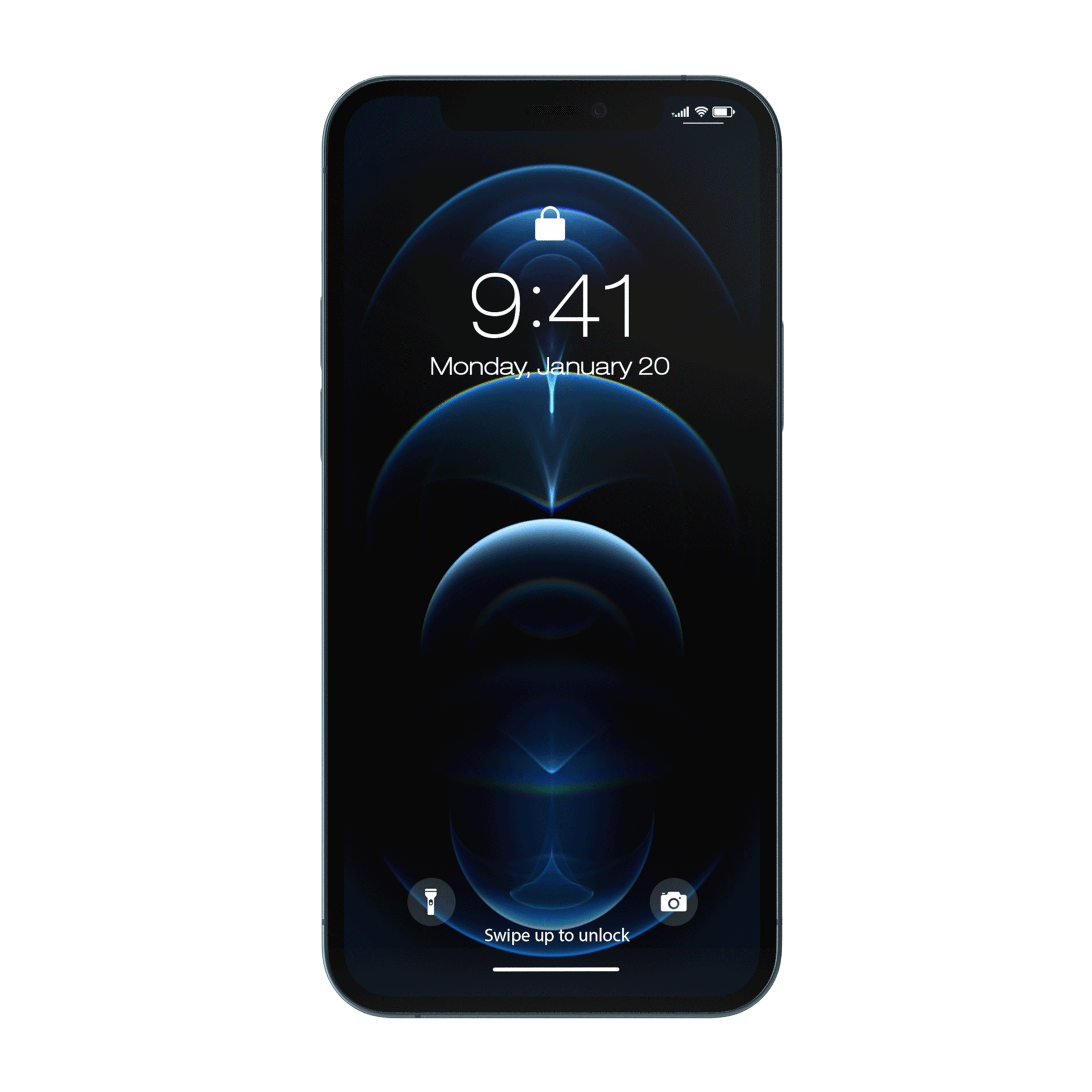 Apple iPhone 12 Pro frontal mit Sperrbildschirm png