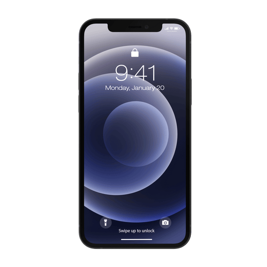 Apple iPhone 12 frontal mit Sperrbildschirm transparent