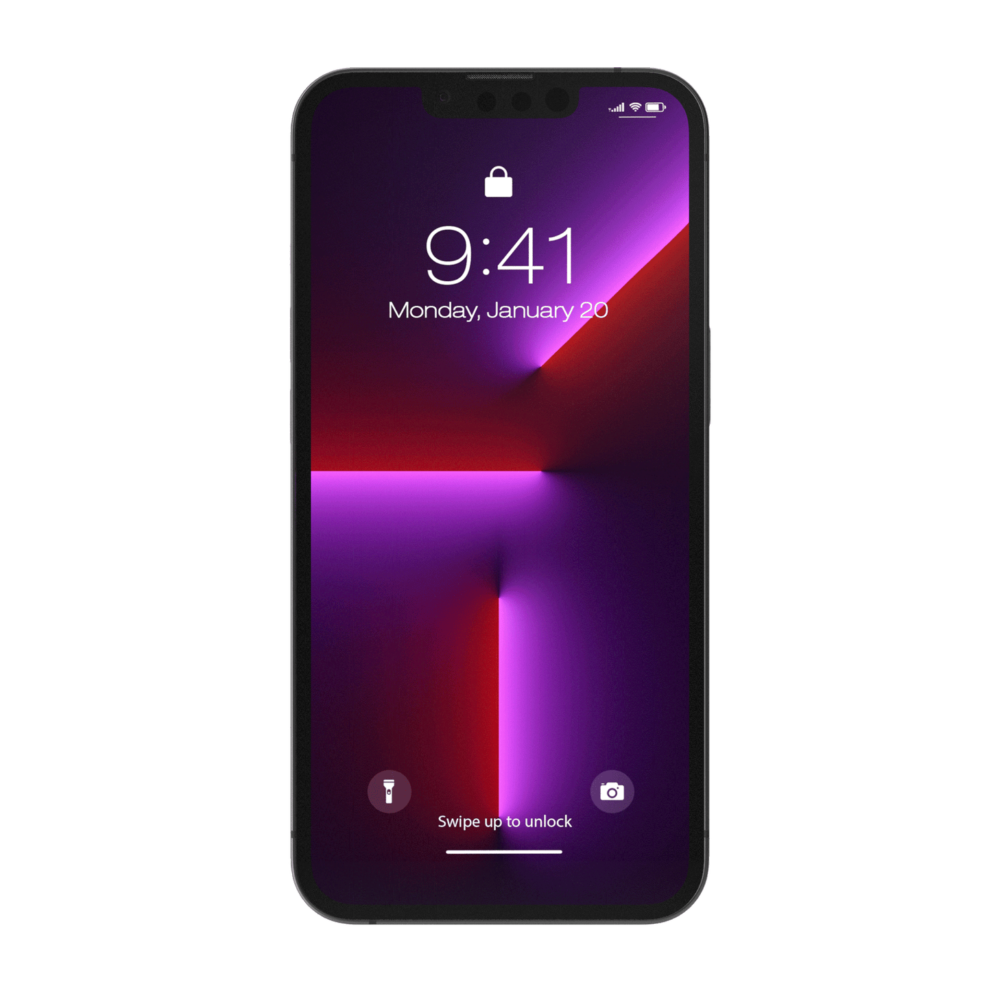 Apple iPhone 13 Pro frontal mit Sperrbildschirm png