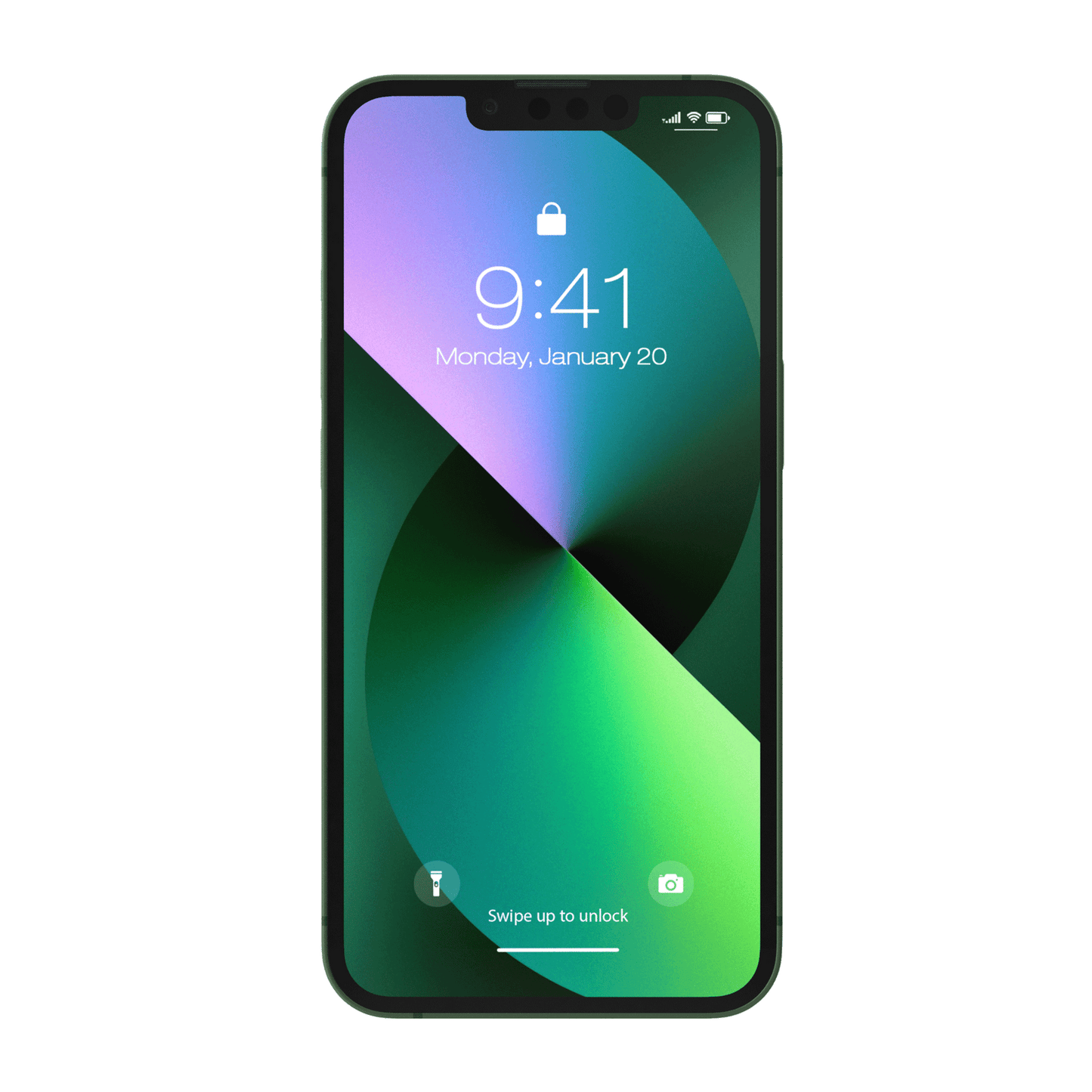 Apple iPhone 13 frontal mit Sperrbildschirm