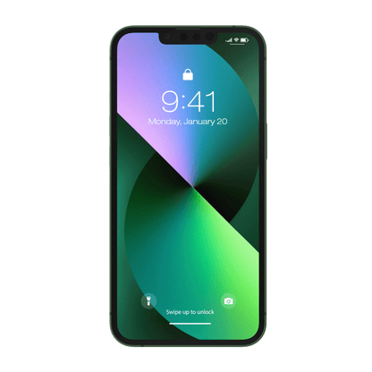 Apple iPhone 13 frontal mit Sperrbildschirm