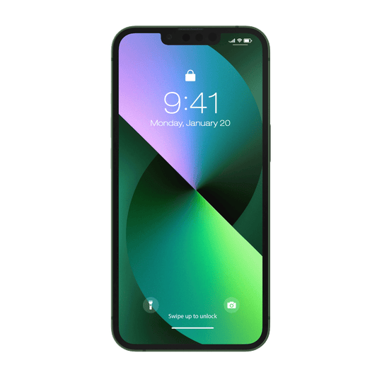 Apple iPhone 13 frontal mit Sperrbildschirm