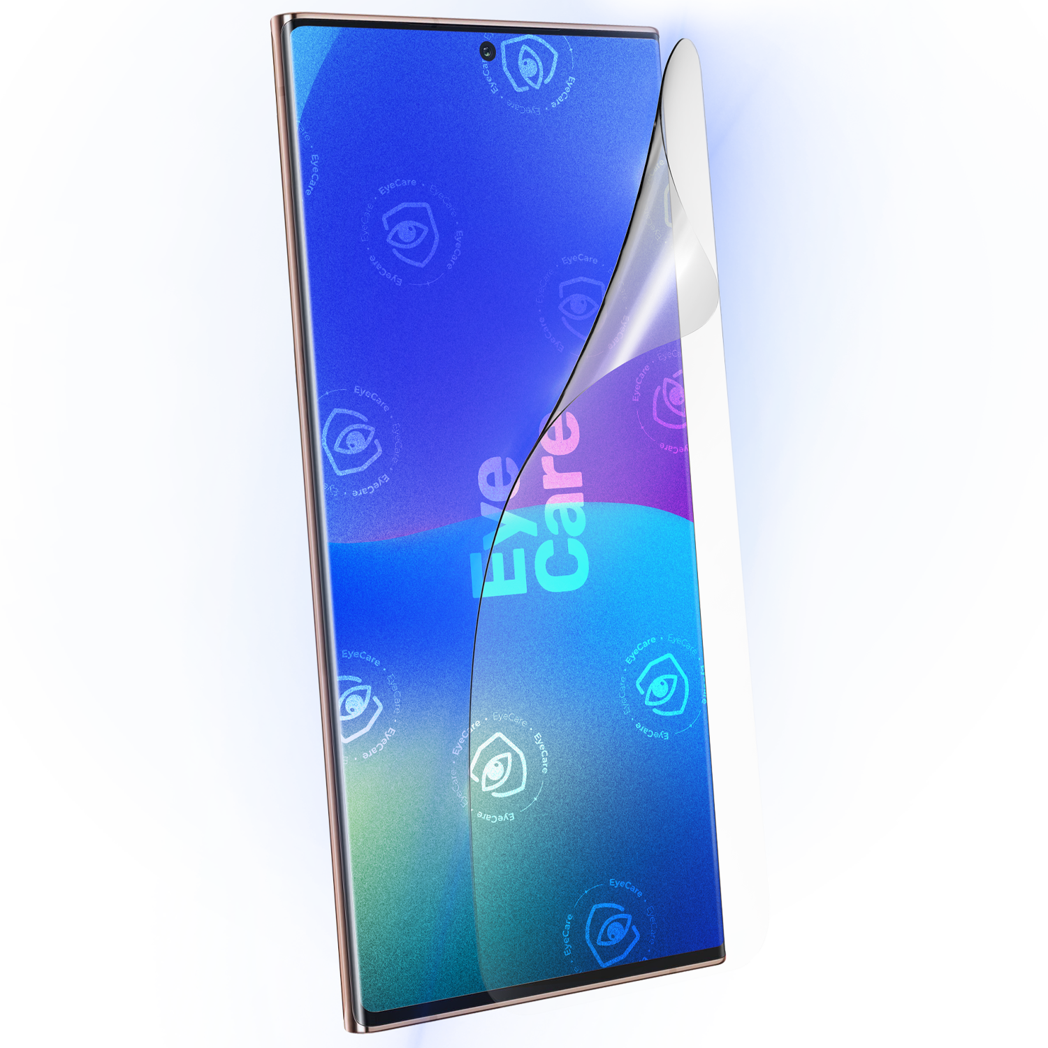 Die Augenschonende Schutzfolie. @ Eine glasklare Panzerfolie mit einem 99% effektiven integrierten Blaulicht Filter schützt Deine Augen und Dein Display.