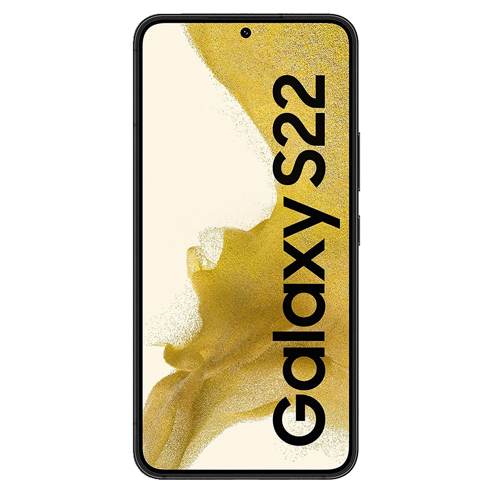 Samsung Galaxy S22 von vorne mit original Wallpaper