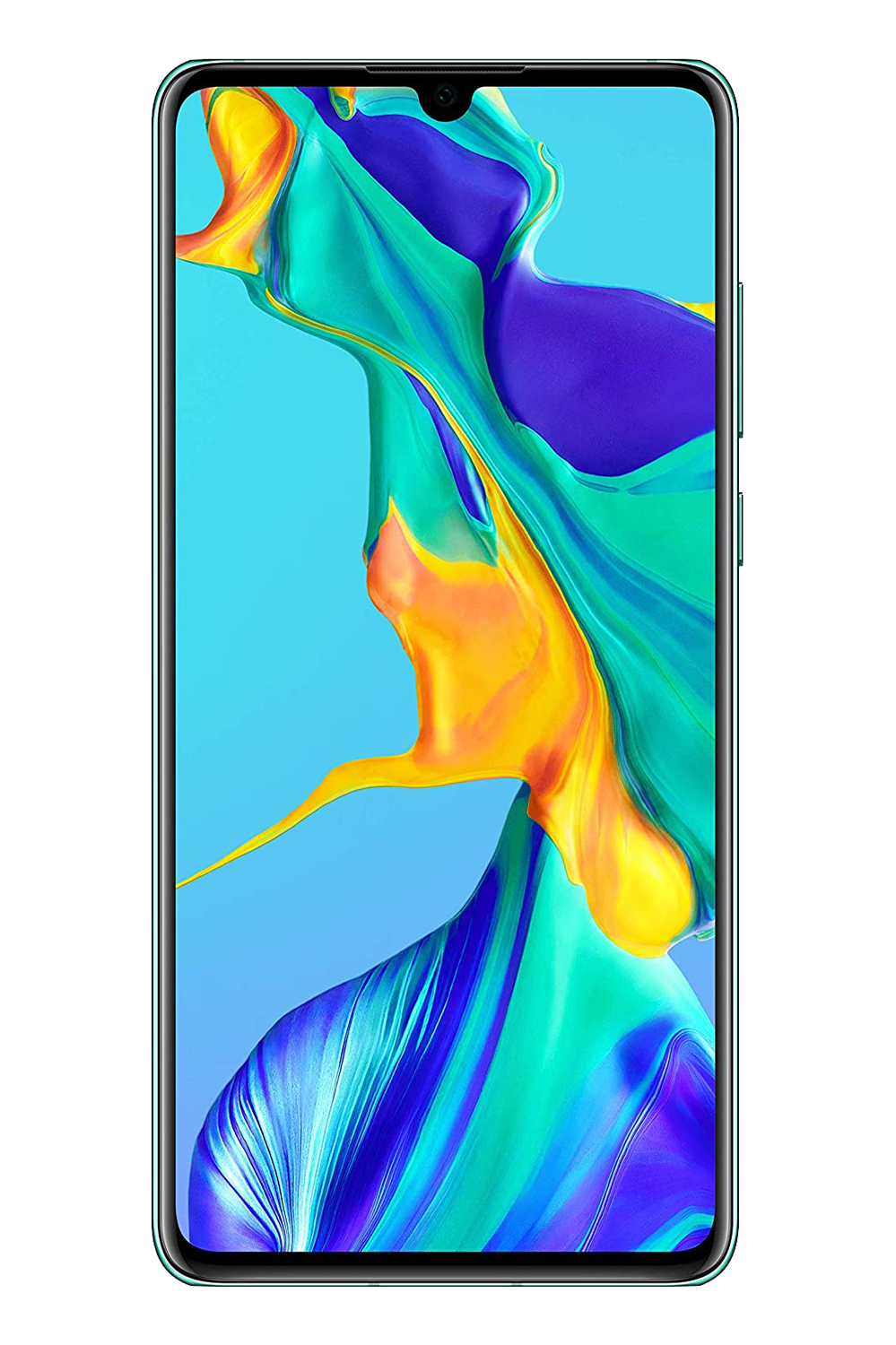 Huawei P30 von vorne mit original wallpaper transparent