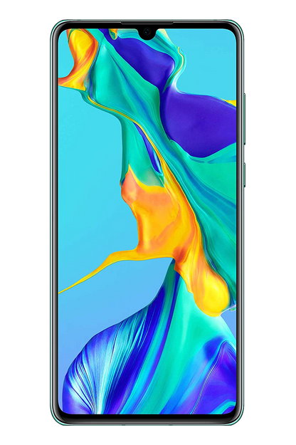 Huawei P30 von vorne mit original wallpaper transparent