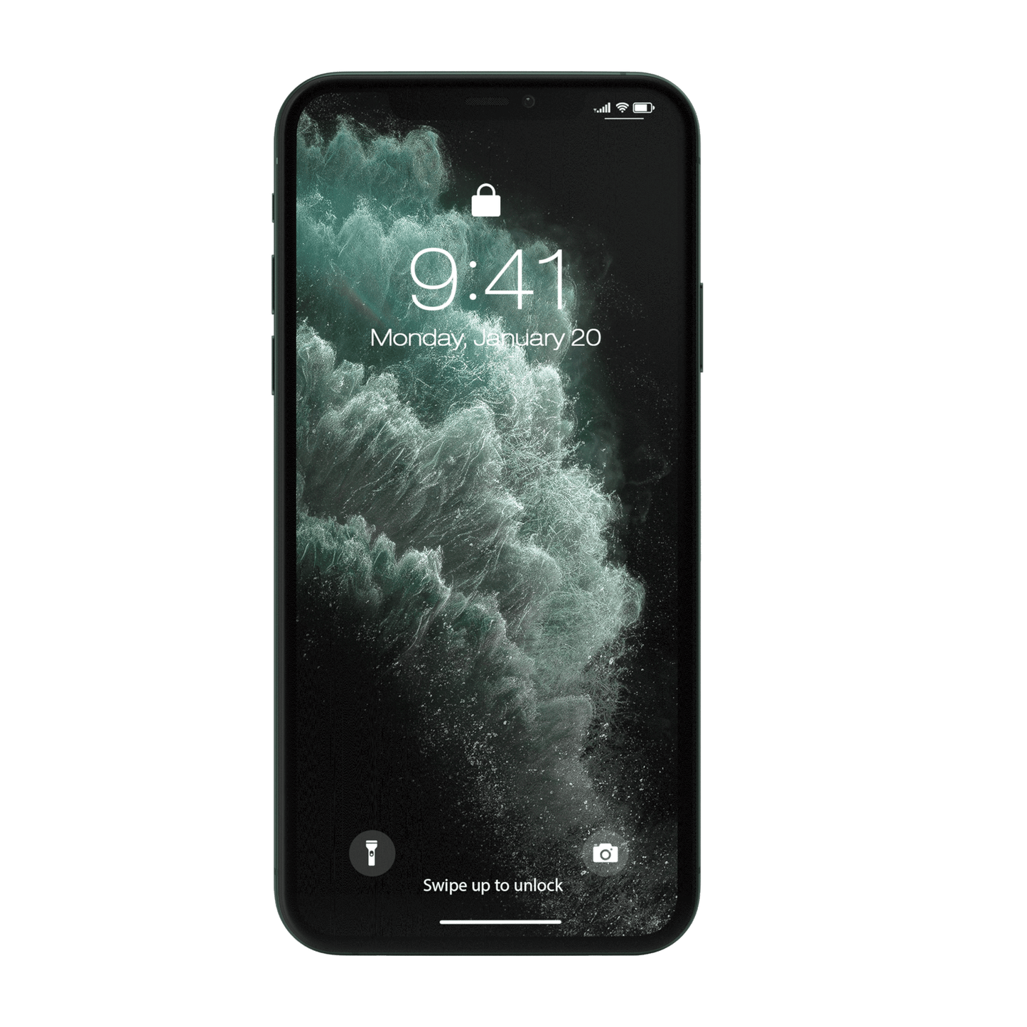 iPhone 11 Pro Max frontal mit Sperrbildschirm transparent