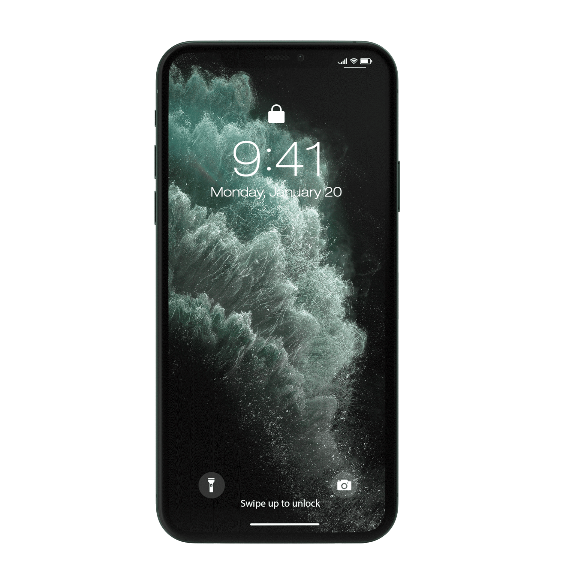 iPhone 11 Pro Max frontal mit Sperrbildschirm transparent