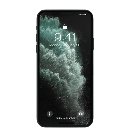 iPhone 11 Pro Max frontal mit Sperrbildschirm transparent