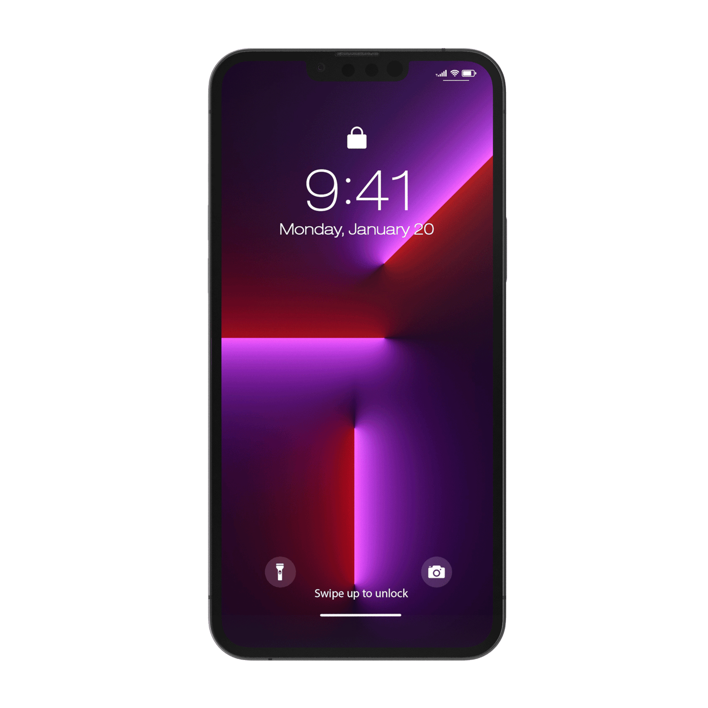 Apple iPhone 13 Pro Max frontal mit Sperrbildschirm png